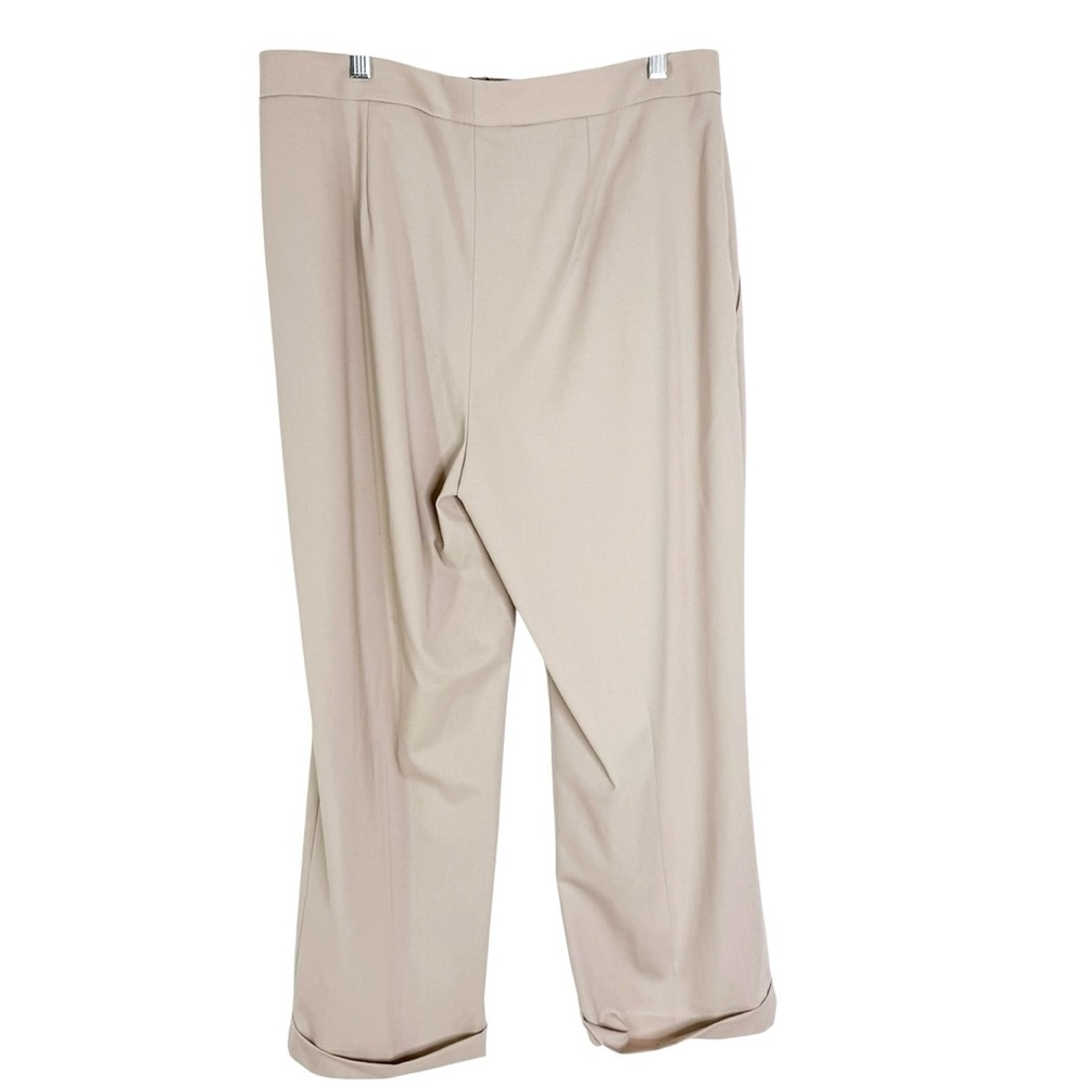 NWT St. John Stretch Wool Cuffed Trouser Pants Beige Size 12 - Picture 3 of 12